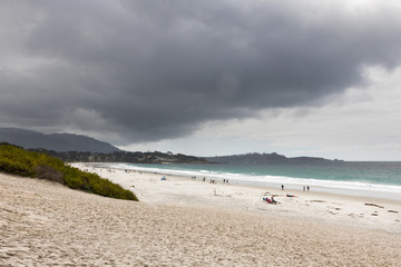 Carmel beach on cloudy day, Carmel-by-the-sea, California, USA. Highway 01.