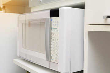 Close up of a microwave oven in the kitchen