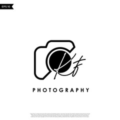 Initial Letter KF with camera. Logo photography simple luxury vector.