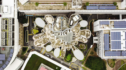 Top view outside of The Hive - learning hub designed as a shape of honey comb at the Nanyang...