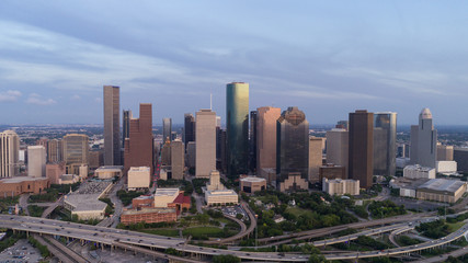 Naklejka na ściany i meble Downtown Houston aerial view from the west side