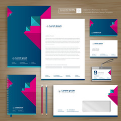 Corporate Business Identity template design stationery Vector abstract  background with memo Gift Items Color promotional souvenirs elements