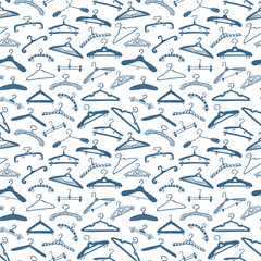 Hanger Vector Seamless Pattern. Fashion collection Background of Hand drawn doodle clothes hangers