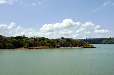 Foto op Canvas Landscape of the Panama Canal. View from the transiting cargo ship.  © Mariusz