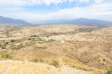 Fototapeta na wymiar landscape with a view over Alhabia town, province of Almeria, Andalusia, Spain