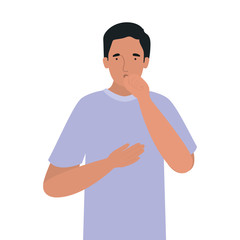 Avatar man with dry cough vector design