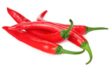 red hot chili peppers isolated on white background