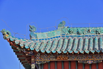Guan Yu temple roof outside the inner city-Jiayu Pass Fortress-Jiayuguan-Gansu-China-0741