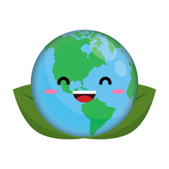 Happy earth planet cartoon