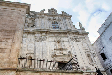 Fototapeta na wymiar Facade of the Church of San Vito Martire in Ostuni, Puglia, Italy