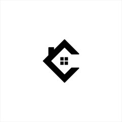 Fototapeta na wymiar Initials letter C house silhouette logo design