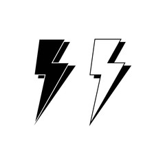 Charge, energy or lightning icon logo in black on isolated white background. EPS 10 vector.