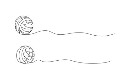 Clew ball of thread. Continuous one line drawing