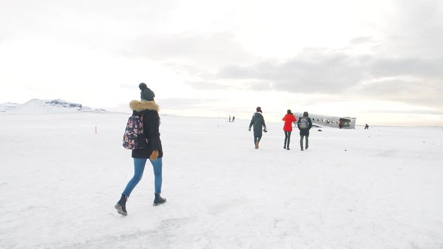 four friends go to Solheimasandur dc3 Plane Crash in Iceland