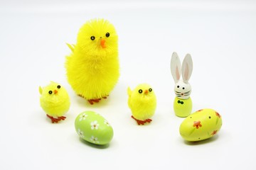 Easter chicks, bunny and egg