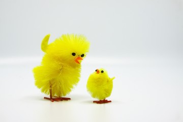 Cute little Easter chicks standing in a row