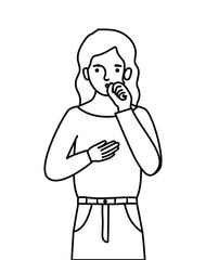 Avatar woman with dry cough vector design