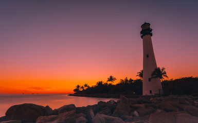 beacon sunset sea coast lighting florida sky tower ocean rocks dusk beach architecture landscape sun sunrise orange nautical © Alberto GV PHOTOGRAP