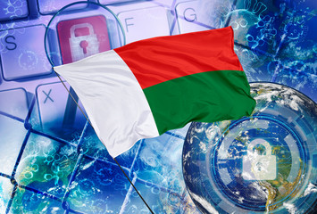 Concept of Madagascar national lockdown due to coronavirus crisis covid-19 disease. Country...