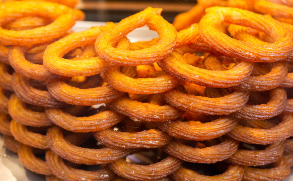 Turkish traditional Street Dessert Halka Tatlisi Halka Tatli.  Turkish traditional ring dessert