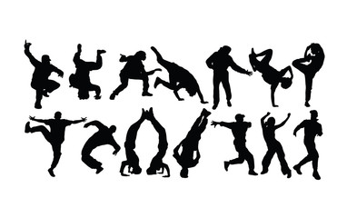 Fototapeta na wymiar Modern Dancer Silhouettes, Hip Hop And breakdance, art vector design