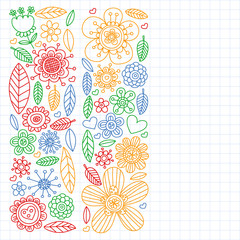 Doodle flowers vector pattern for coloring book and pages