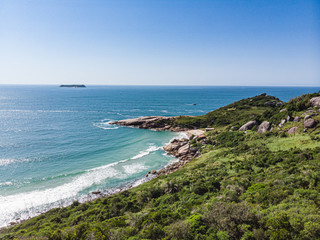 Fototapeta na wymiar A view of Praia Mole (Mole beach), Galheta and Gravata - popular beachs in Florianopolis, Brazil
