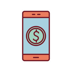 Isolated smartphone with dollar symbol line and fill style icon vector design