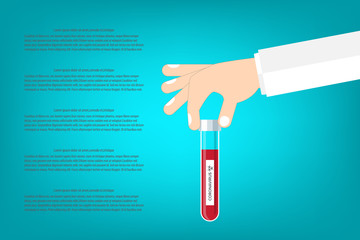 Coronavirus. Researcher hand holds a test tube with corona virus, analysis, or medicine to fight the epidemic.
