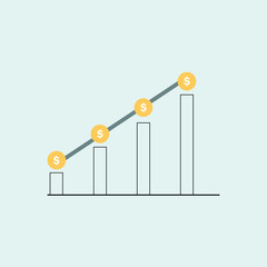 Dollar Increase Vector Flat Icon