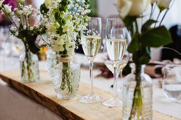 glasses of champagne on the table