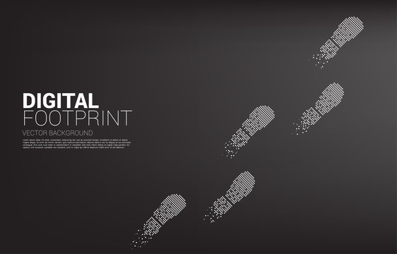 Footprint from digital dot pixel. business concept of digital transformation and digital footprint.