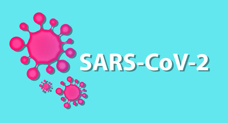 SARS-CoV-2 virus with bacteris illustration. Pandemia of coronavirus covid-19.
