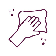 hand with sponge line style icon vector design