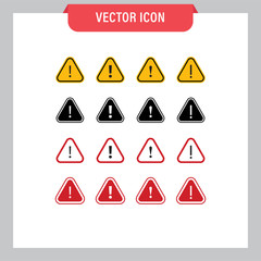Alert icons. Exclamation sign in triangle, alarm message.