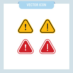 Alert icons. Exclamation sign in triangle, alarm message.