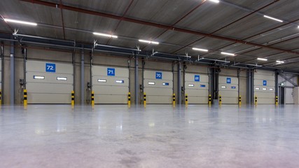 Numbered loading docks at a warehouse