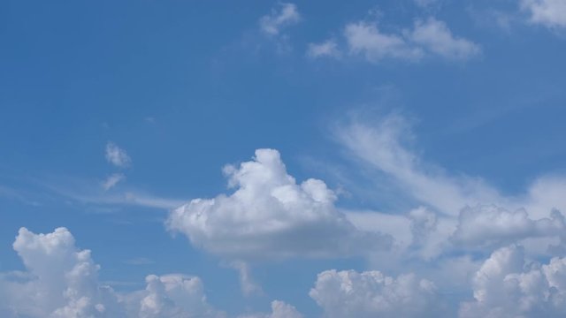 Stock 4k: Time lapse, timelapse video of clear blue sky white fluffy clouds. Royalty high-quality free stock timelapse footage of blue sky and white cloud. Time-lapse of natural cloudscape background