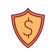 Isolated dollar shield line and fill style icon vector design
