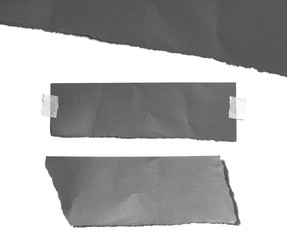 Old black ripped paper isolated on white background with copy space for text