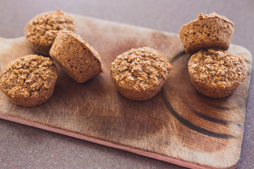 healthy vegan desserts, oatmeal muffins and cake made of oats cinnamon and almond milk