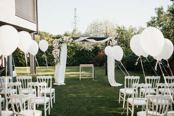 Floral garden decoration for a special day wedding. A party in nature