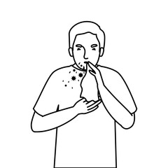 Avatar man with covid 19 virus coughing holding tissue vector design