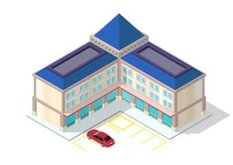 vector isometric shopping mall