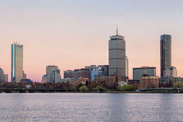 Obraz premium A Epici Pink Sunset in Boston City