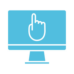 Obraz premium desktop with hand index onsilhouette education silhouette style