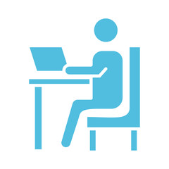 Fototapeta premium person using laptop portable silhouette style icon
