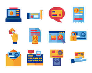 bundle of Payment online set icons