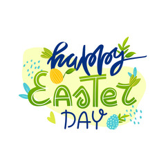 Easter holiday ad decorative hand drawn lettering.