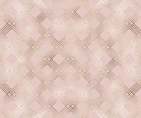 Chic rose gold geometric seamless pattern with rhombuses tiles.